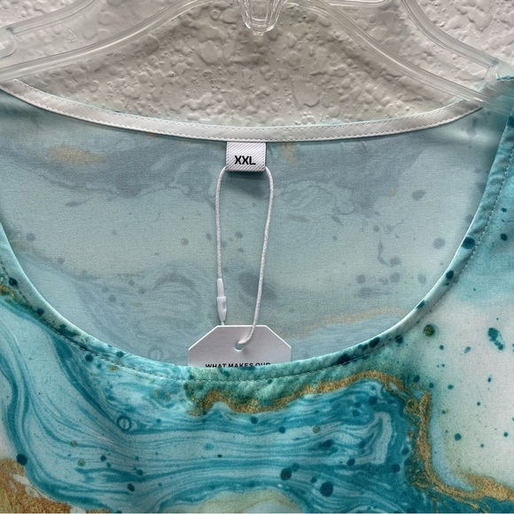 Made with Love Womens XXL Blouse Top Long Sleeve Asymmetrical Hem NWTs Marbled - Picture 8 of 8